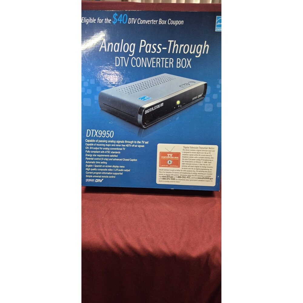 NEW Digital Stream DTX9950 Analog Pass-Through DTV Converter Box Sealed Box